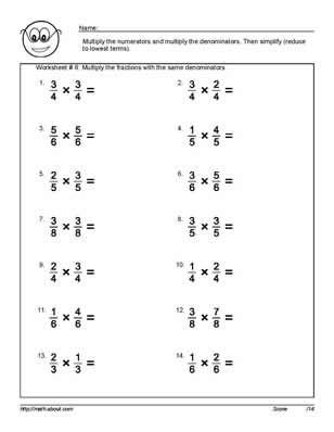 multiples of fractions worksheet