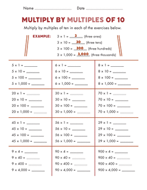 Multiples Of Ten Worksheet Practice And Learn Multiplication Multiples Of Ten Worksheet Practice And Learn Multiplication