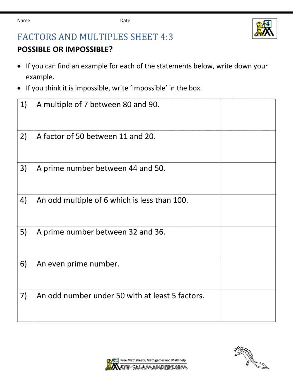 multiples worksheet 4th grade