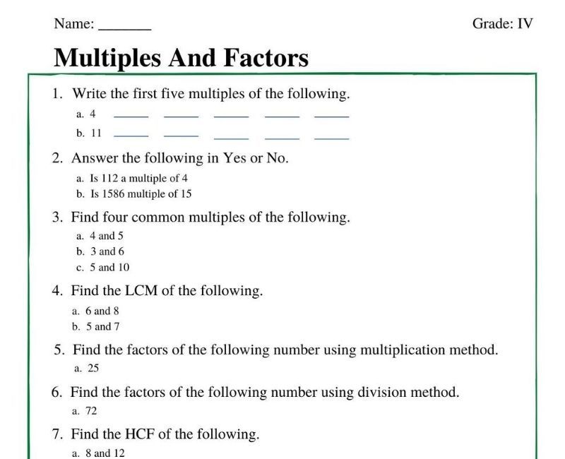 Multiples and Factors grade 4 | Factors and multiples, Grade 5 ...