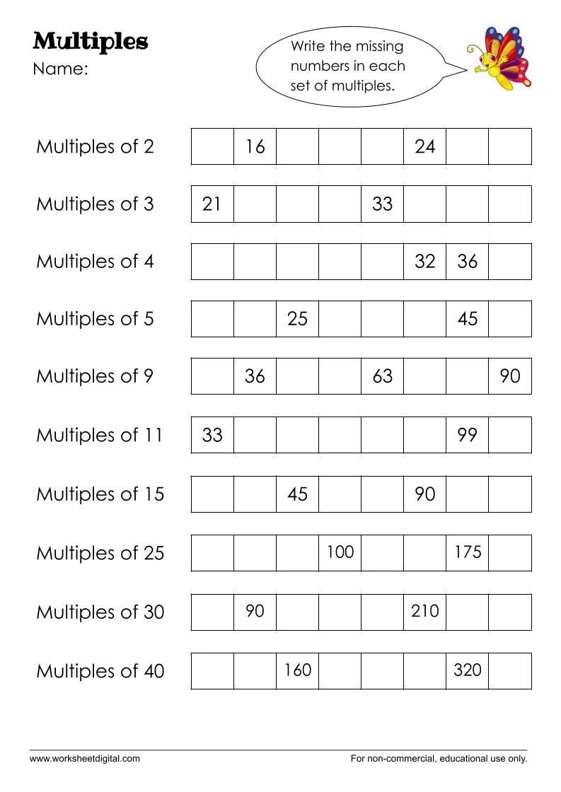 Multiples - Worksheet Digital - Worksheets Library