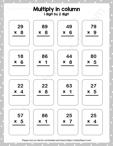 multiplication 2 digit by 1 digit worksheet