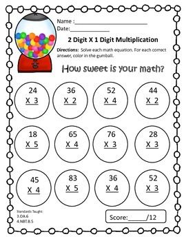multiplication 2 digit by 1 digit worksheet