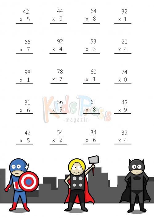 Math Worksheets - 2 Digit by 1 Digit Multiplication #2 ...