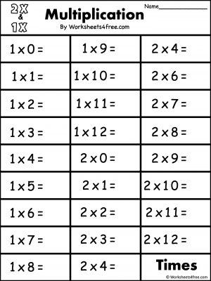 Times Table - 2 Times Table - Worksheets4Free - Free Worksheets