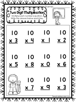 15 Two Digit Multiplication Printable Worksheets. 2nd-4th Grade Math.