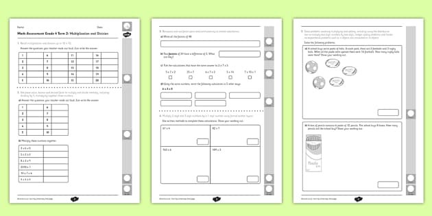 Grade 4 Multiplication and Division Term 2 Test - Twinkl