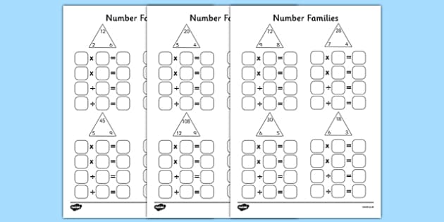 multiplication and division fact families worksheet 3rd grade