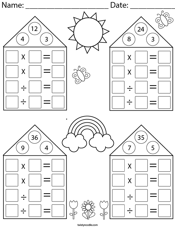 multiplication and division facts worksheet