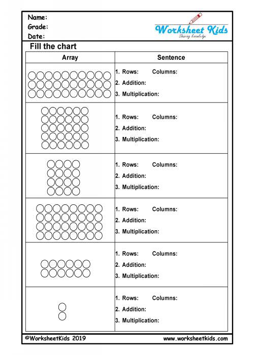Represent Array as Multiplication - Math Worksheets - SplashLearn