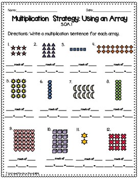 Multiplication: Using Arrays Worksheets by Skills and Thrills In Third