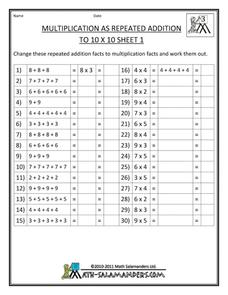 multiplication as repeated addition worksheet