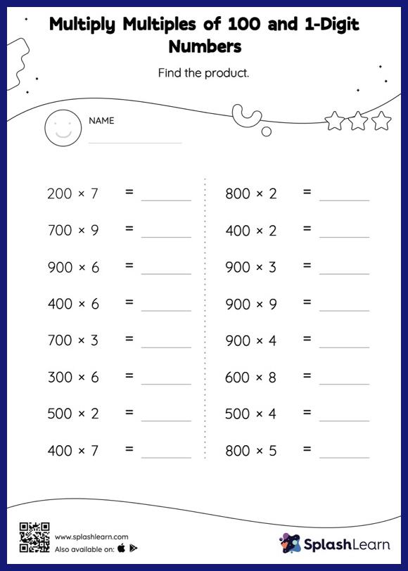 Multiply Multiples of 100 and 1-Digit Numbers: Horizontal ...