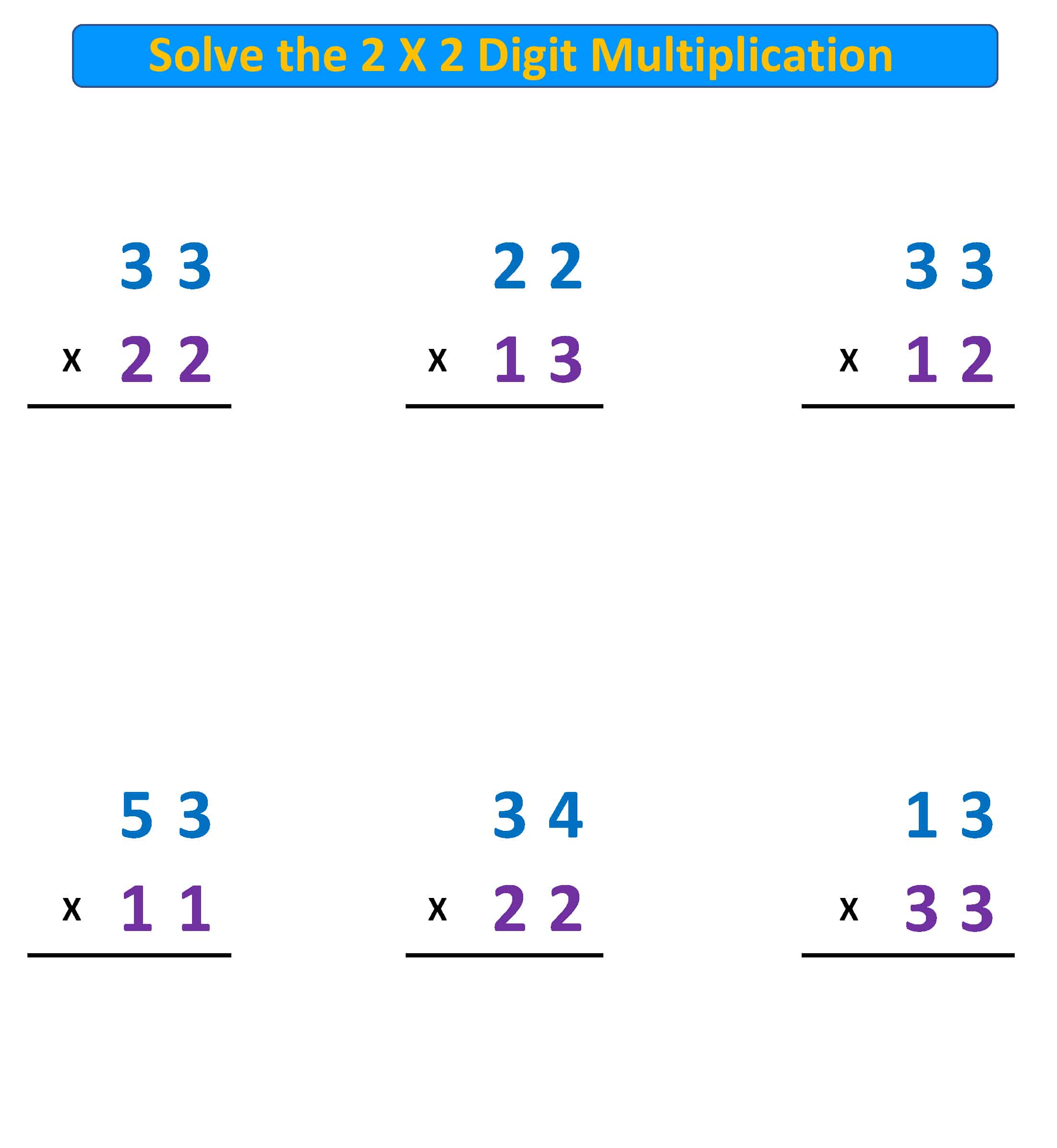 Multiplication problems 2 X 2 digit no regrouping - Mr. R.s World ...
