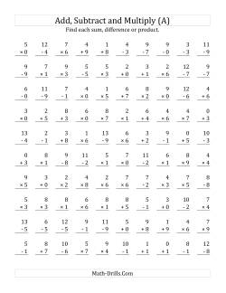 Mixed Operations Math Worksheets