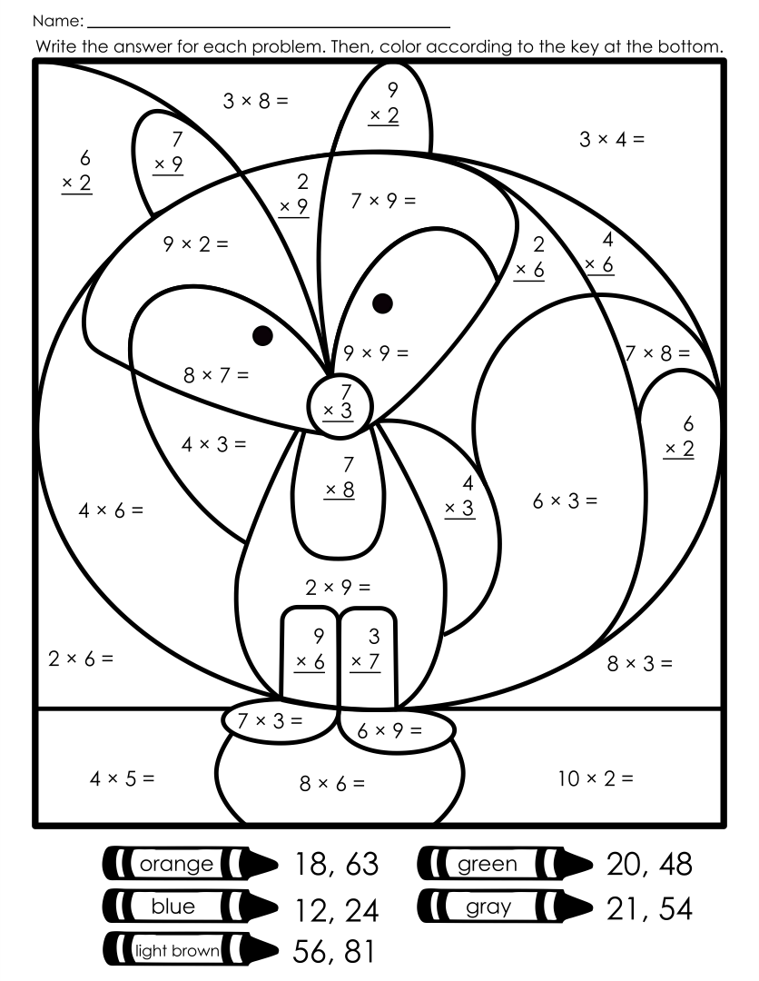 Multiplication Coloring Worksheets - 10 Free PDF Printables ...