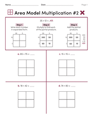 Area Model Multiplication #2 | Worksheet 