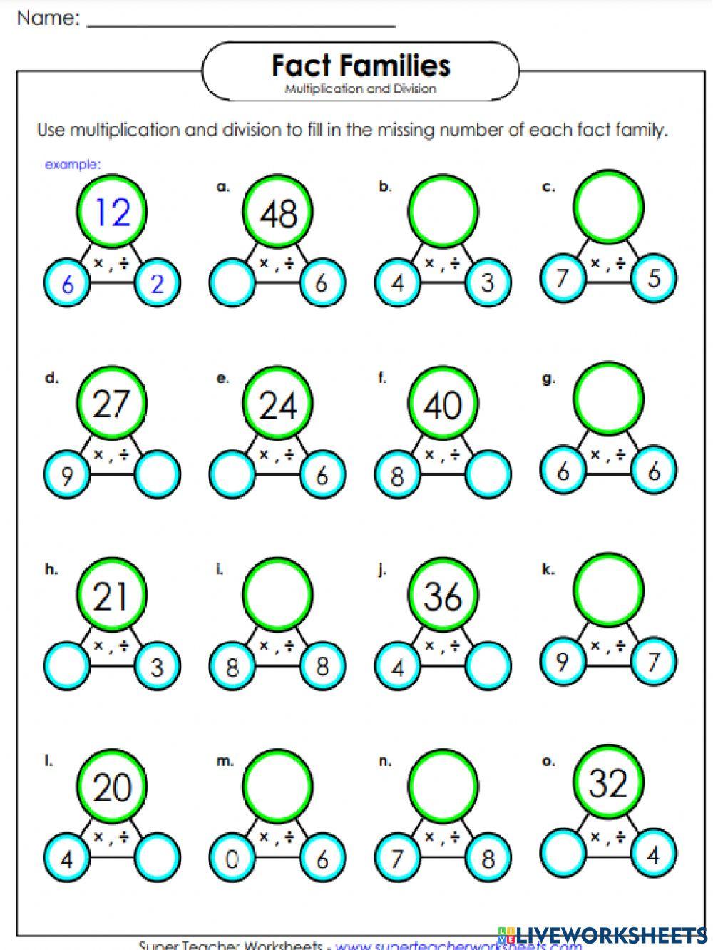 Multiplication and Division worksheet for Grade 3  