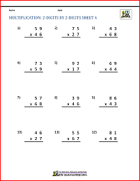 Double Digit Multiplication Worksheets 4th Grade