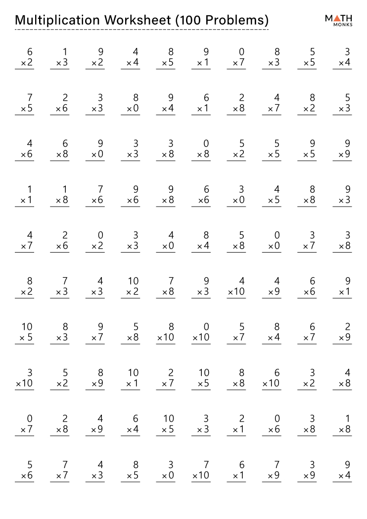 Multiplication Worksheets Grade 3 with Answer Key