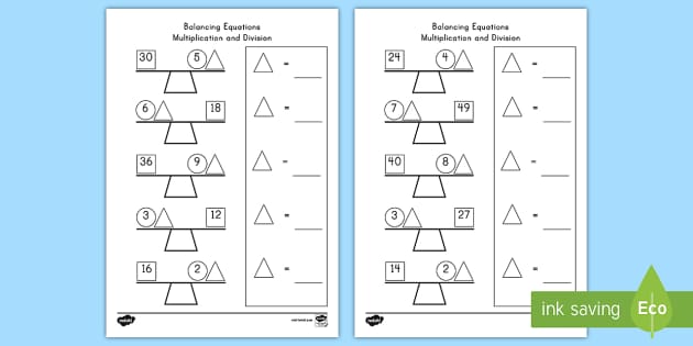 Balancing Multiplication and Division Equations Activity for 3rd ...