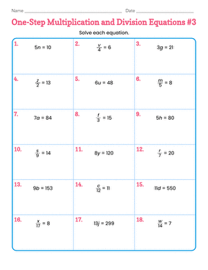 One-Step Multiplication and Division Equations #3 | Interactive ...