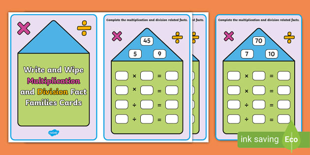 ? Wipe Clean Fact Families Cards | Multiplication &  Division