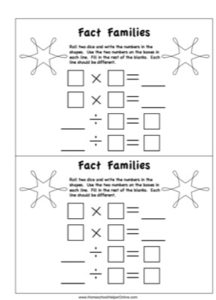 multiplication fact family worksheet