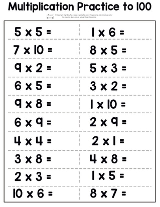 multiplication facts worksheet free