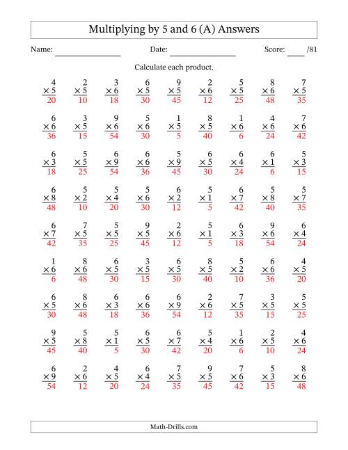 multiplication facts worksheet pdf