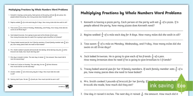 Multiply Whole Numbers by Fractions Worksheet | Twinkl USA