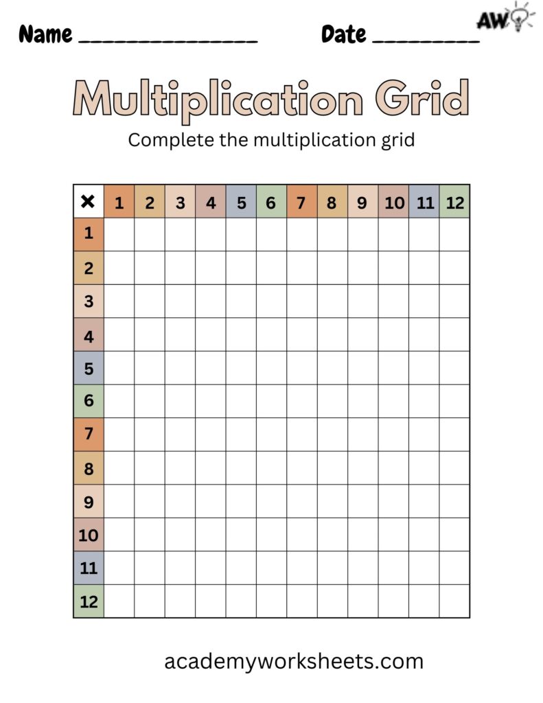 Multiplication Table - Academy Worksheets - Worksheets Library