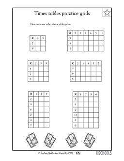 Times tables practice grids #3 | 3rd grade Math Worksheet ...