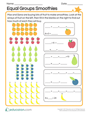 Equal Groups Smoothies | Worksheet 