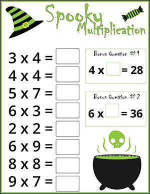 multiplication halloween worksheet