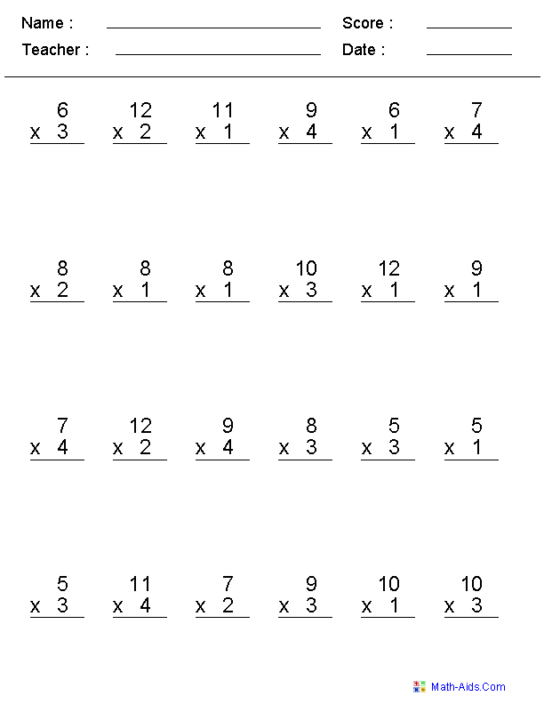 Multiplication Worksheets | Dynamically Created Multiplication ...