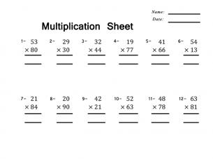 Solve Multiplication Math Problems Worksheet