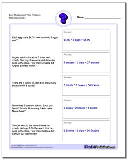 Word Problems: Multiplication Word Problems