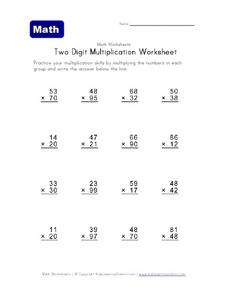 Math Worksheets: Two Digit Multiplication Worksheet Worksheet for ...