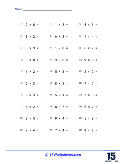 Single Digit Multiplication Worksheets - 15 Worksheets Library