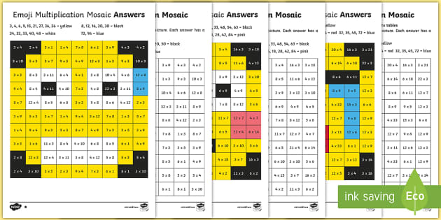 multiplication mosaics worksheet free