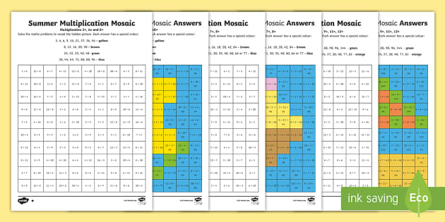 multiplication mosaics worksheet free