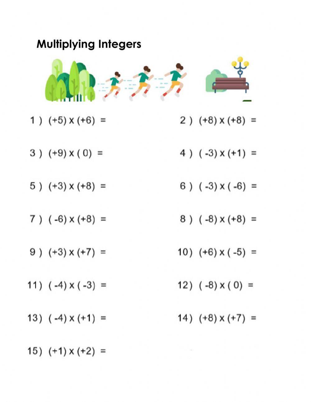 Multiplying with Negative Integers | Integer Worksheets - Worksheets ...