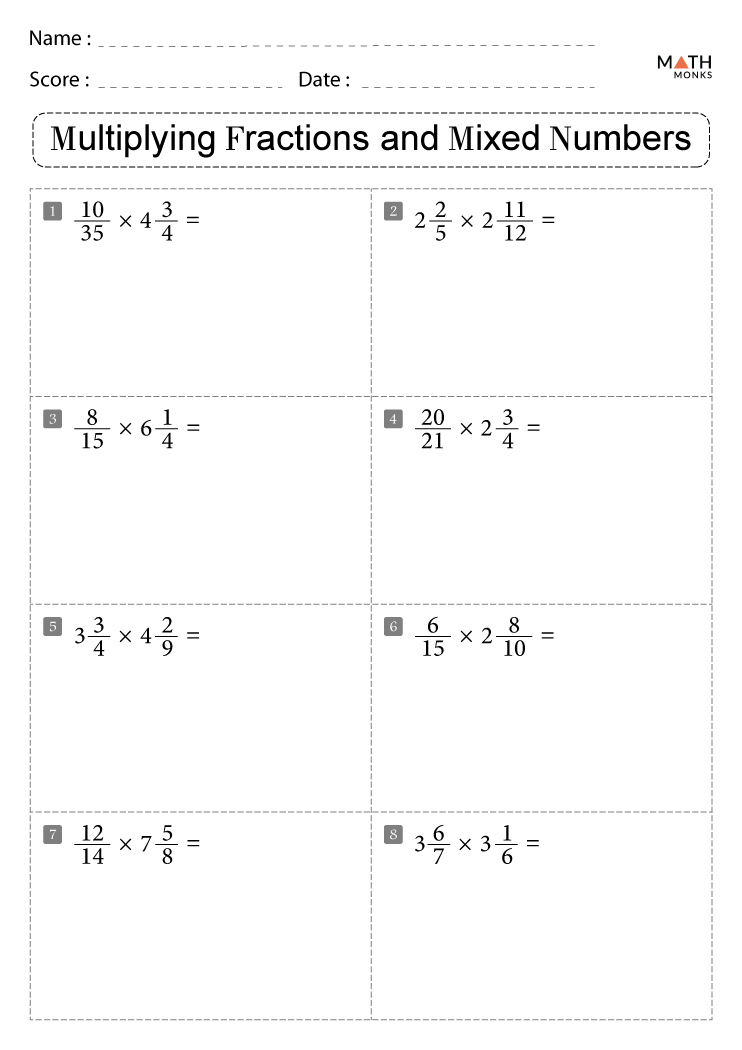 multiplication of mixed numbers worksheet