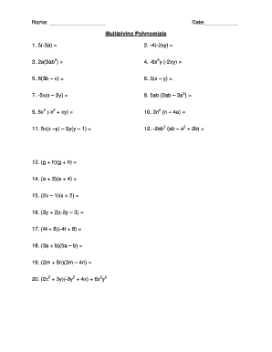 multiplication of polynomials worksheet