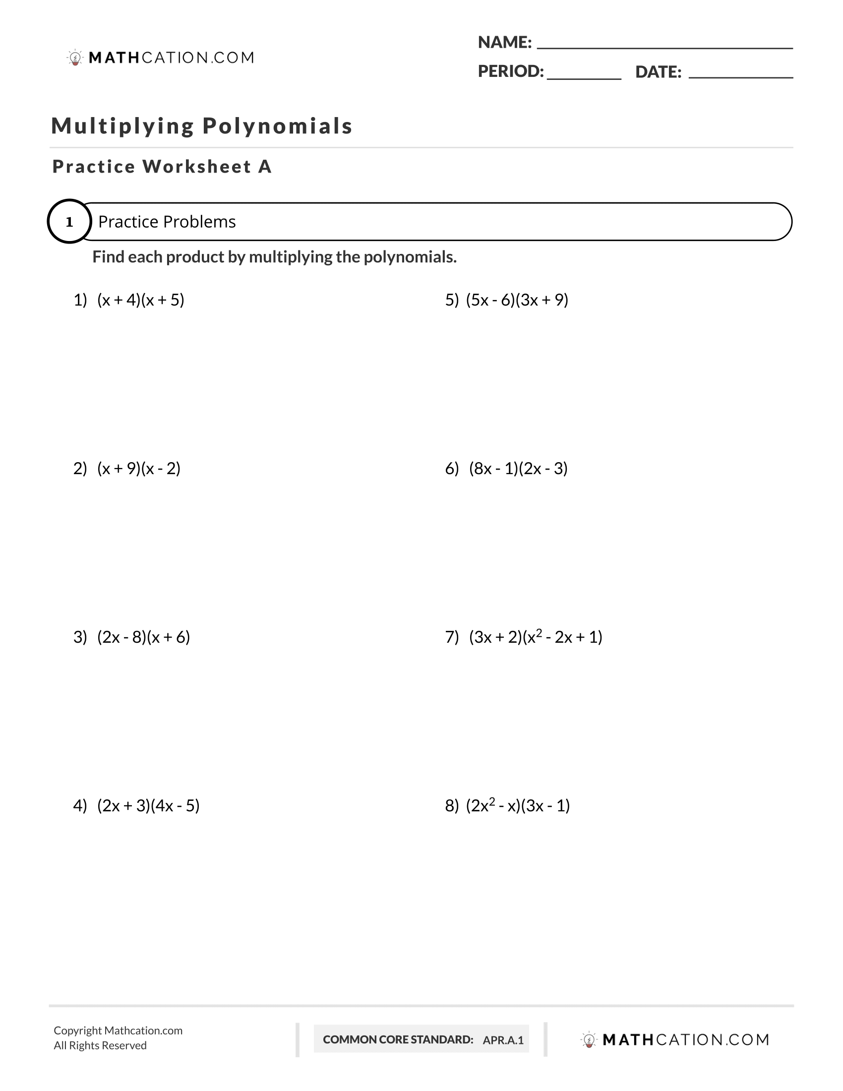 Multiplying Polynomials Worksheet, Steps, And Examples - Worksheets Library