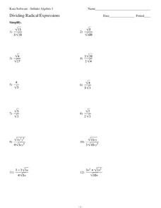 multiplication of radicals worksheet