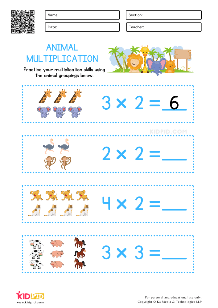 multiplication printables grade 2