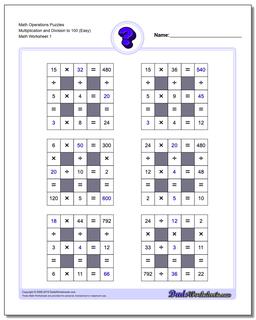 Number Grid Puzzles: Multiplication and Division with Missing ...