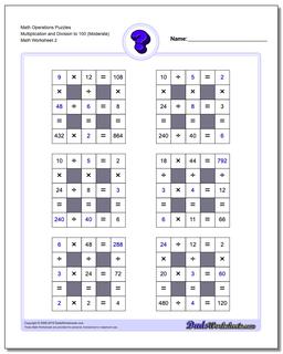 Number Grid Puzzles: Multiplication and Division with Missing ...